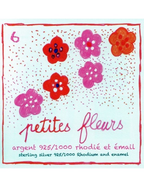 Creole Ohrringe Silber Anhänger Rhodium mit pinkfarbene Blume geformt