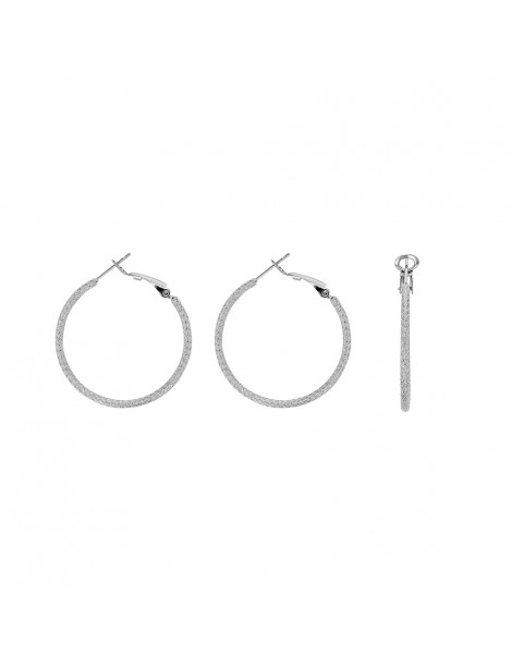 Hoop earrings in steel chiseled wire 2 mm, diameter 4 cm 313009 One Man Show 18,00 €