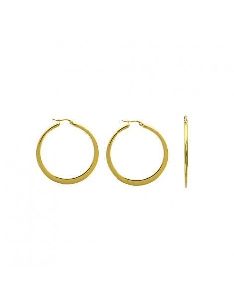 Yellow steel flat hoop earrings, diameter 4 cm