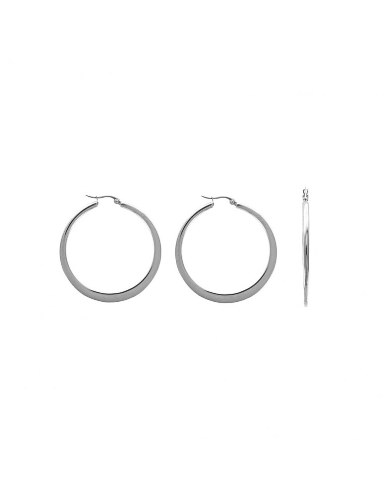 orecchini a cerchio piatti in acciaio, diametro 3,5 cm