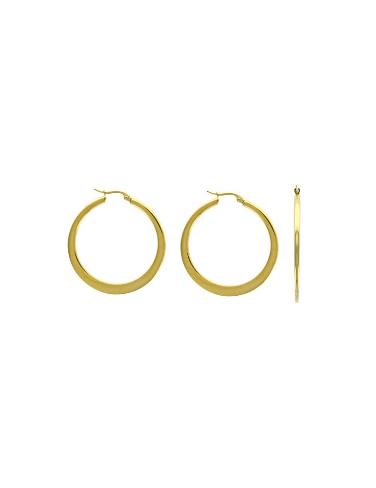 yellow steel hoop earrings, diameter 3.5 cm