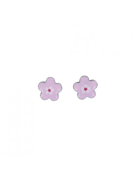 Earrings in small rose flower in rhodium silver 313281 Suzette et Benjamin 26,00 €
