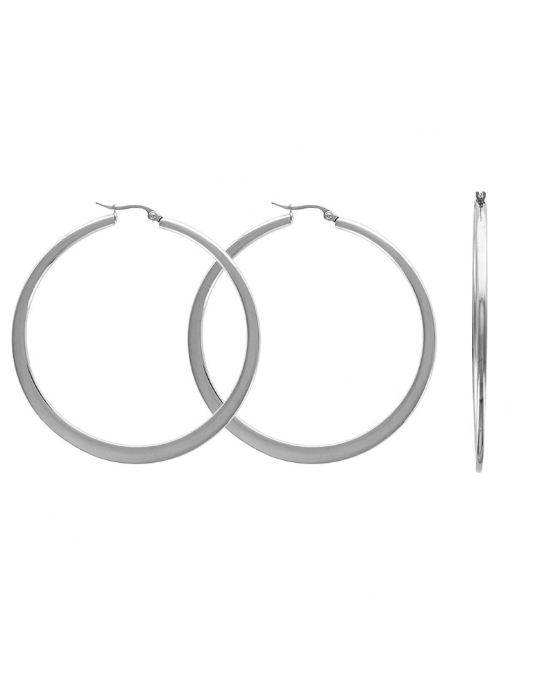 orecchini a cerchio piatti in acciaio, diametro 5,5 cm