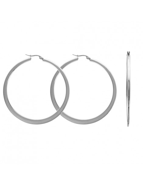 orecchini a cerchio piatti in acciaio, diametro 5,5 cm