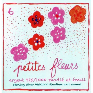 Pendientes pequeños de flores rosas en rodio plateado 313281 Suzette et Benjamin 26,00 €