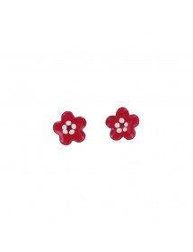 Boucles d'oreilles petite fleur fuchsia en argent rhodié 313282 Suzette et Benjamin 22,00 €