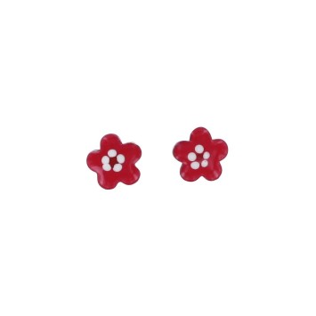 Earrings small fuchsia flower rhodium silver 313282 Suzette et Benjamin 22,00 €