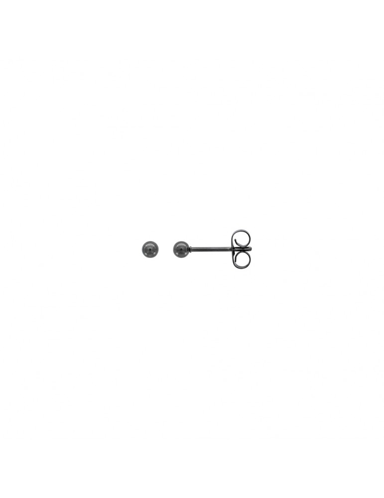 Ball earrings in black steel - 3 mm