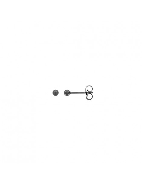 Ball earrings in black steel - 3 mm