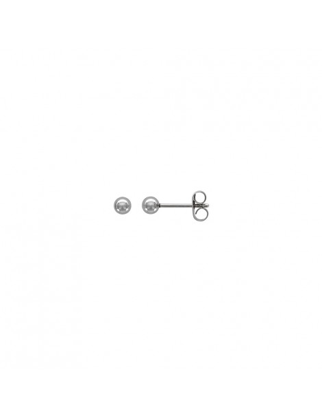 Ball earrings in black steel - 4 mm