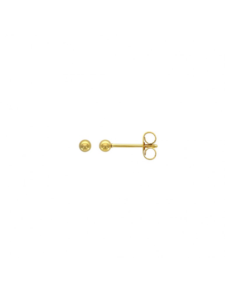 Boucles d'oreilles puces "Boule" en acier doré - 4 mm