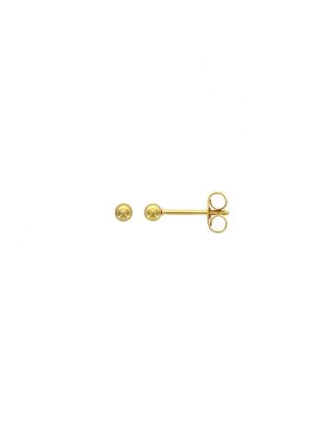 Ball earrings in yellow steel - 4 mm