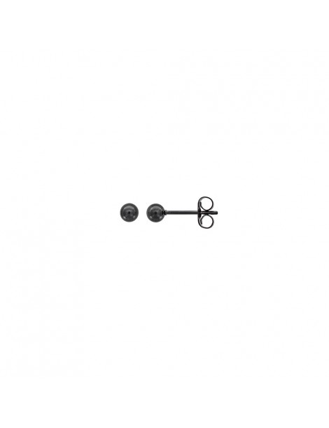Boucles d'oreilles puces "Boule" en acier noir - 4 mm