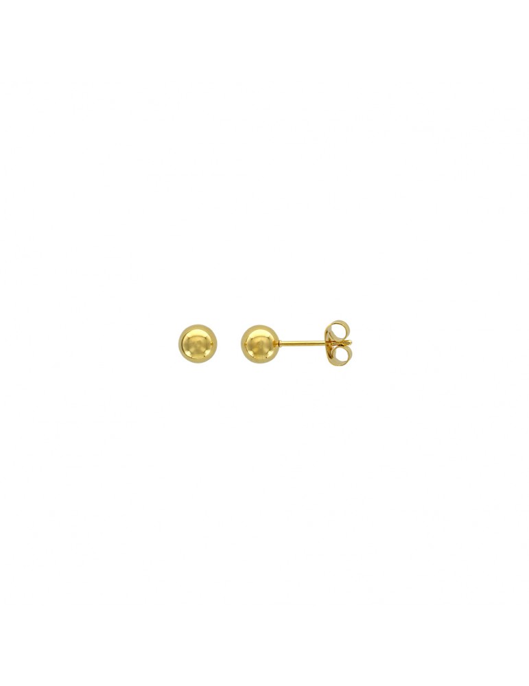 Ball earrings in yellow steel - 6 mm