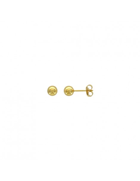 Ball earrings in yellow steel - 6 mm