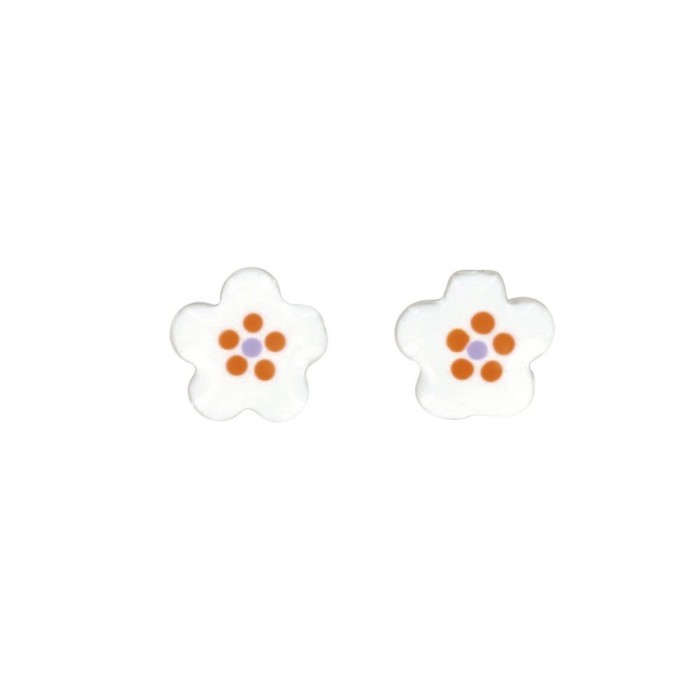 Earrings small white flower earrings silver rhodium