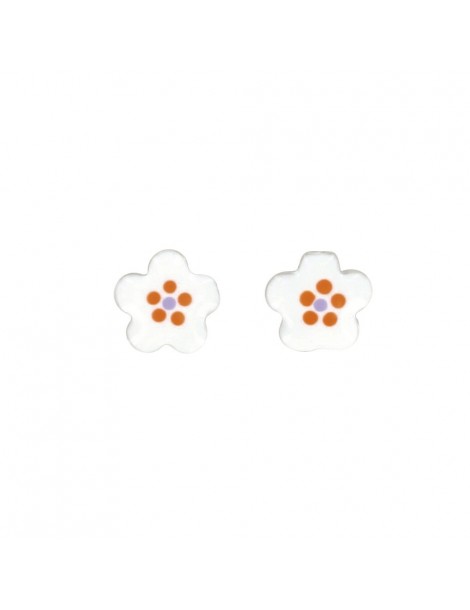 Earrings small white flower earrings silver rhodium 3131131 Suzette et Benjamin 26,00 €