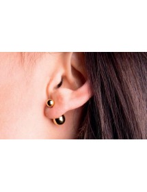 Earrings double balls in steel of 6 and 9,8 mm