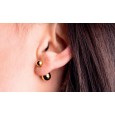 Earrings double balls in steel of 6 and 9,8 mm