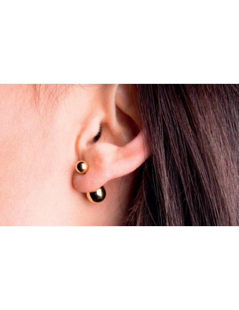 Ohrringe Doppelkugeln aus gelbem Stahl 6 und 9,8 mm