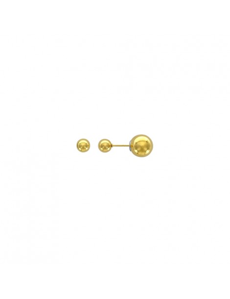 Boucles d'oreilles puces "Double boules" en acier doré de 6 et 9,8 mm