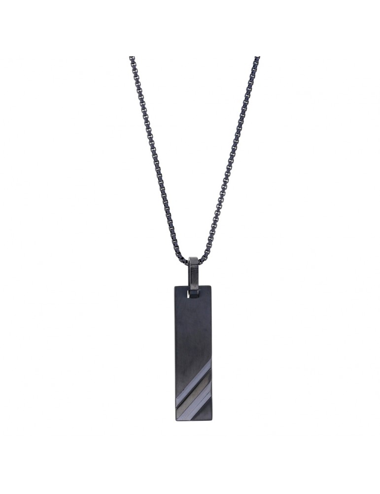 Rectangle necklace in dark blue steel