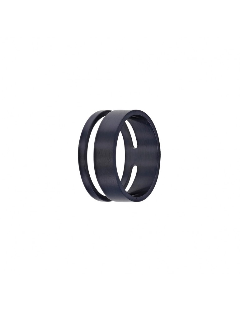 Durchbrochener runder Ring aus dunkelblauem Stahl