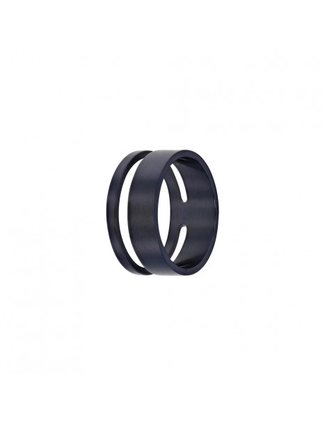 Openwork round ring in dark blue steel