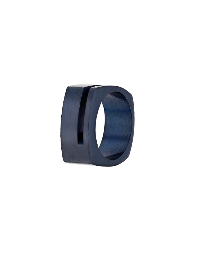 anillo rectángulo redondeado de acero de color azul oscuro