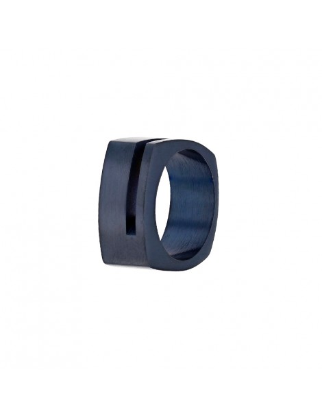 Rounded rectangle ring in dark blue steel