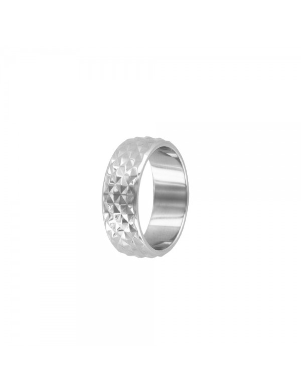 polished stainless steel ring chiseled