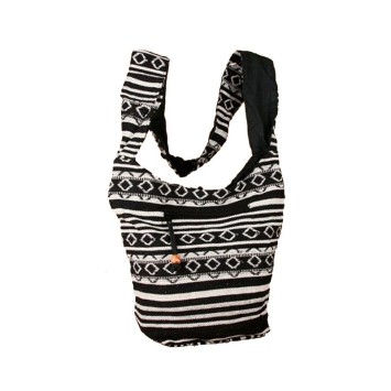 Schwarze und weiße indische Umhängetasche aus 100% Baumwolle 47392 Paris Fashion 18,90 €