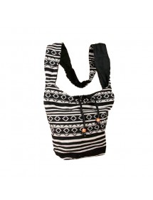 Black and white indian messenger bag 100% cotton