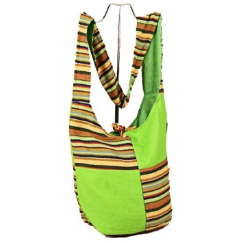 Besace indienne verte et rayures de couleurs en 100% coton 39352 Paris Fashion 18,90 €