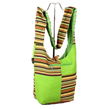 Borsa messenger verde indiana e strisce colorate in 100% cotone 39352 Paris Fashion 18,90 €