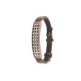 Brown equine leather bracelet with a large rectangle with steel grid
