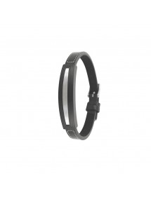 Black equine leather bracelet and a steel rectangle 31812304 One Man Show 59,90 €
