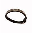 Black cowhide and rhinestone bracelet, steel buckle