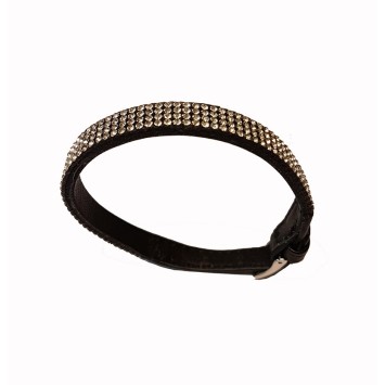 Black cowhide and rhinestone bracelet, steel buckle 31812200N One Man Show 16,00 €