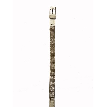 Armband aus weißem Rindsleder und Strass, Dornschließe aus Stahl 31812200B One Man Show 16,00 €