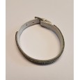 White bovine leather and rhinestone bracelet, steel buckle