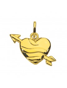 Pendentif cœur cupidon avec flèche en plaqué or