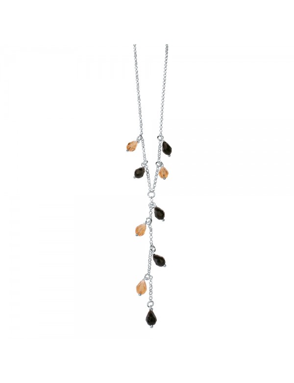 Collar de perlas de cristal Swarovski plateado y bicolor