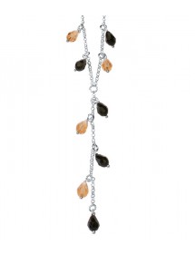 Collar de perlas de cristal Swarovski plateado y bicolor