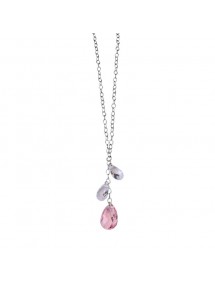 Swarovski Kristall Halskette Pink und Weiß und Silber