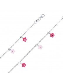 Bracciale in argento rodiato decorato con piccoli fiori fucsia e rosa 3180910 Suzette et Benjamin 38,00 €