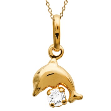 Gold plated dolphin pendant with zirconium oxide 326301 Laval 1878 9,90 €