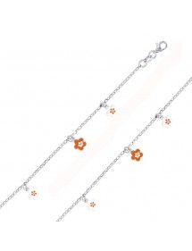 Rhodium Silber Armband mit kleinen weißen und orangen Blüten 3181156 Suzette et Benjamin 38,00 €