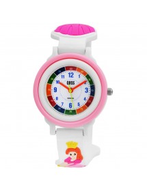 QBOS Princess educational watch with white silicone strap