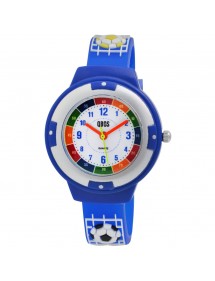 Reloj de fútbol QBOS, correa de silicona azul oscuro